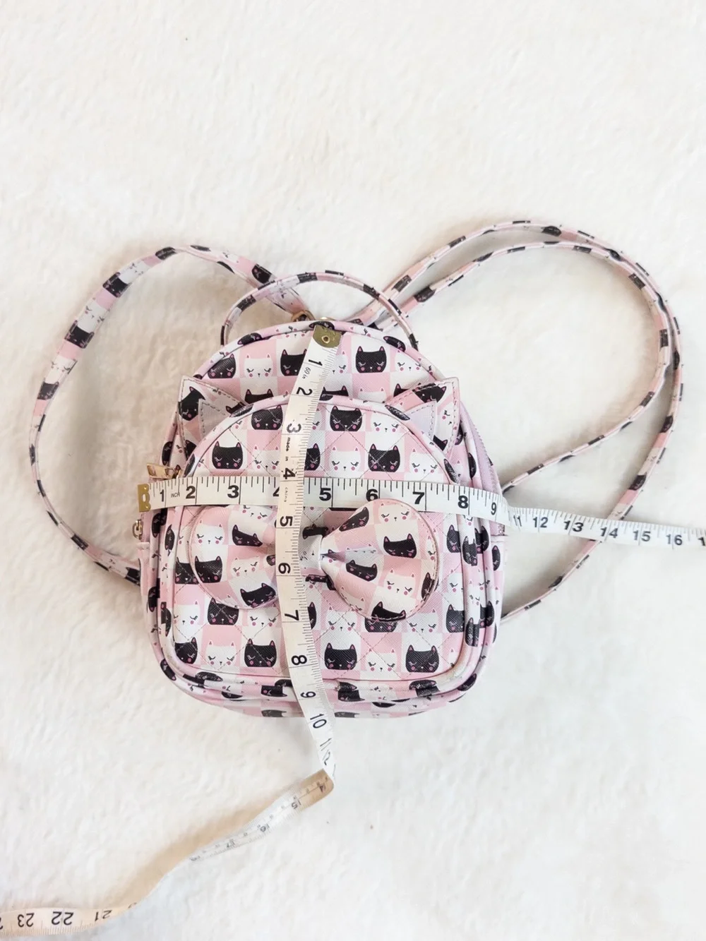 Under One Sky Pink Cat Print Mini Backpack Purse w/ Bow